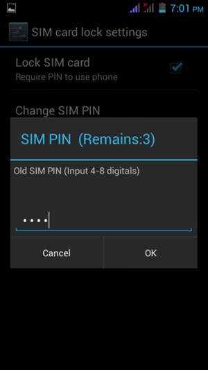 Enter your Old SIM PIN and select OK