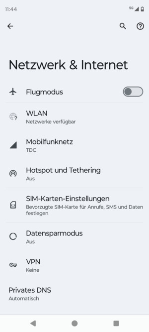 Wählen Sie Mobilfunknetz