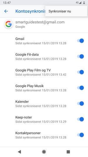 Vælg Synkroniser nu