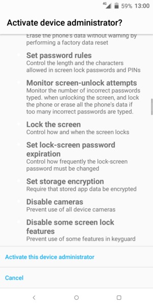 Scroll down and select Activate this device administrator