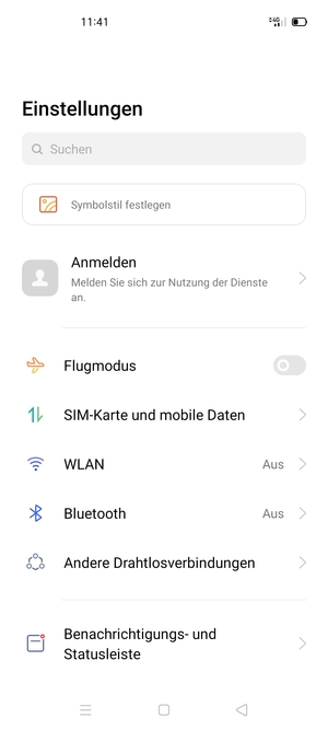 Wählen Sie SIM-Karte und mobile Daten