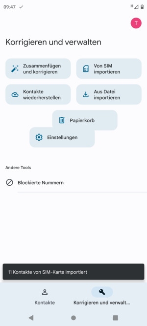 Ihre Kontakte werden in Ihrem Google Konto gespeichert und auf Ihrem Handy gespeichert, wenn Google das nächste Mal synchronisiert wird.