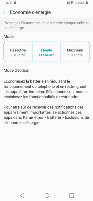 Pour activer Économie d'énergie maximum, sélectionnez Maximum
