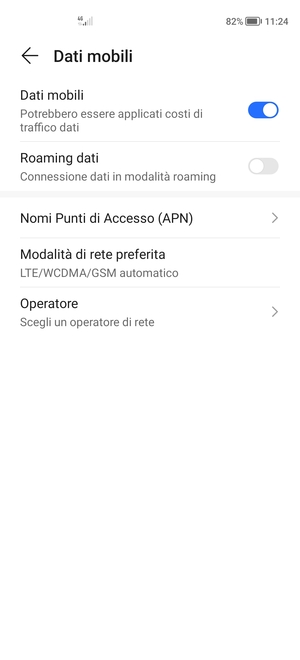 Per modificare la rete, in presenza di problemi, seleziona Operatore