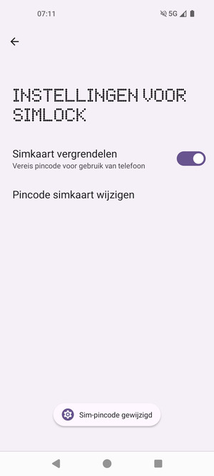 Uw Sim-pincode is gewijzigd