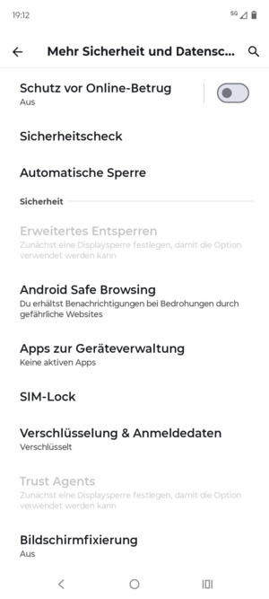 Scrollen Sie und wählen Sie SIM-Lock