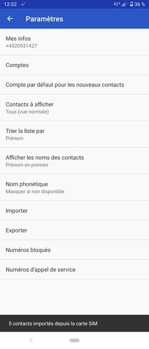 Vos contacts vont être enregistrés sur votre compte Google et dans votre téléphone lors de la prochaine synchronisation de Google.