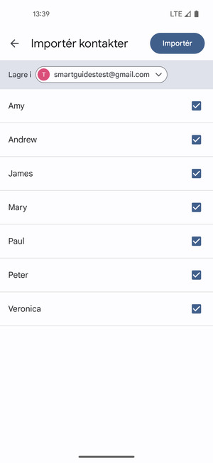 Velg Importér