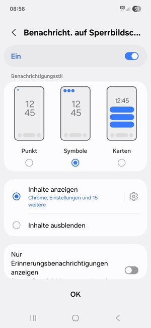 Wählen Sie Ihre bevorzugten Optionen und wählen Sie OK