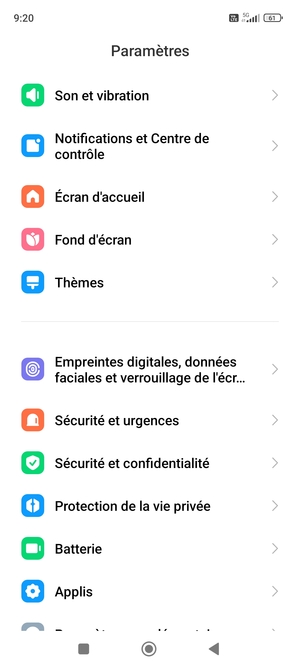 Faites défiler et sélectionnez Empreintes digitales, données faciales et verrouilage de l'ecran