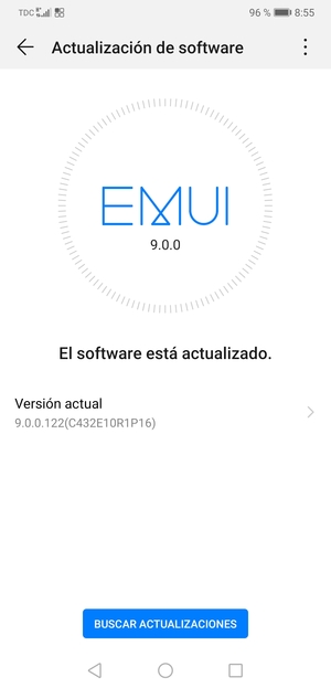 Si su teléfono está actualizado, verá la siguiente pantalla