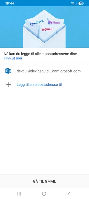 Velg GÅ TIL GMAIL