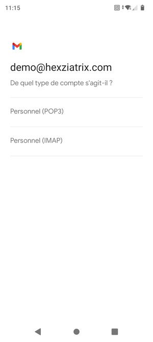 Sélectionnez Personnel (POP3) ou Personnel (IMAP)