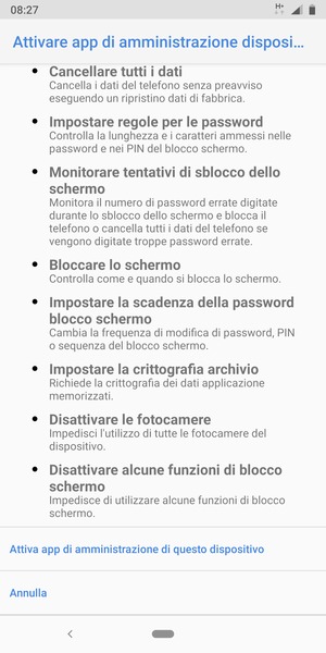 Scorri e seleziona Attiva app di amministrazione di questo dispositivo