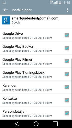 Kontrollera att Kontakter är valt