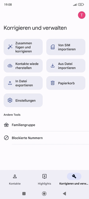 Wählen Sie Von SIM importieren