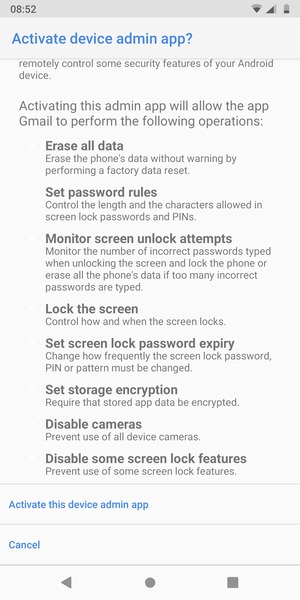 Scroll to and select Activate this device admin app