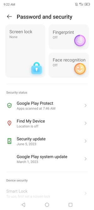 Select Screen lock