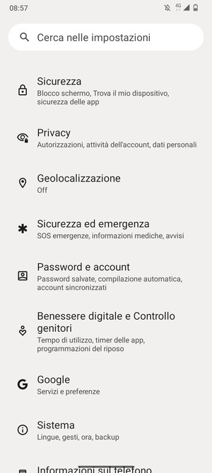 Scorri e seleziona Sicurezza