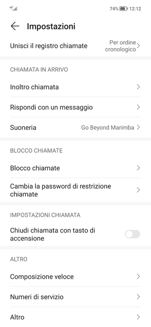 Scorri  e seleziona Altro