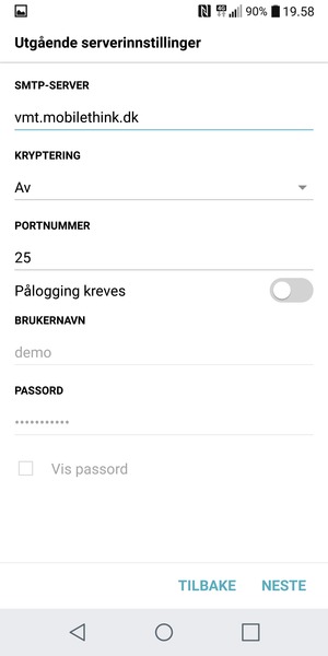 Slå av Pålogging kreves og velg NESTE