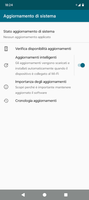 Seleziona Verifica  disponibilitá aggiornamenti
