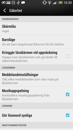 För att aktivera ditt skärmlås, tryck på Skärmlås