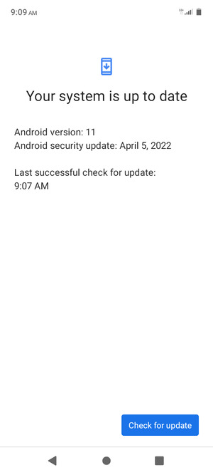 If your phone is up to date, you will see the following screen