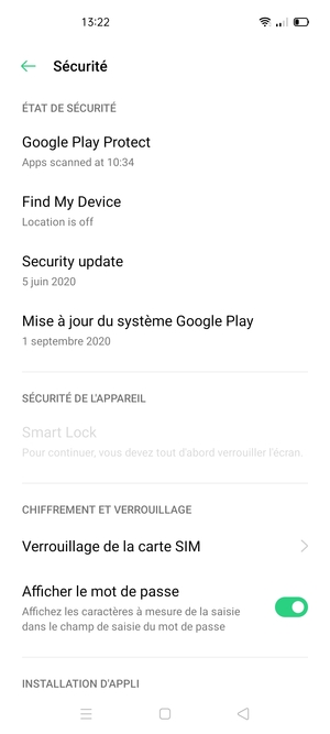 Faites défiler et sélectionnez Verrouillage de la carte SIM