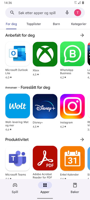 Velg søkefelt