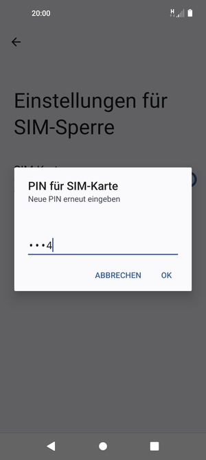 Bestätigen Sie Ihre neue PIN für SIM-Karte und wählen Sie OK