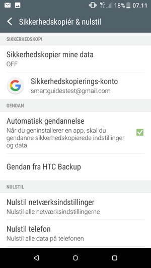 Vælg Sikkerhedskopier mine data