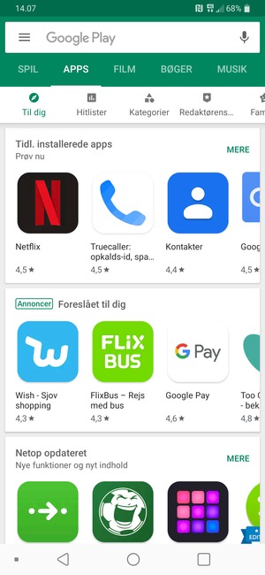 Vælg søgefeltet