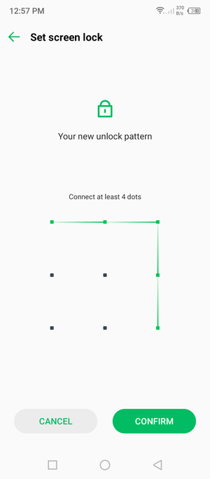 Draw the unlock pattern again and select CONFIRM