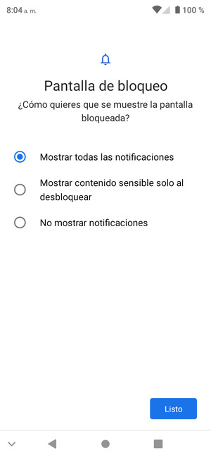 Seleccione la opción deseada y seleccione Listo