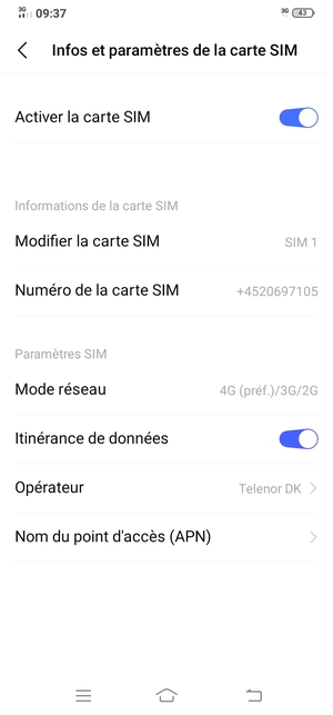 Activer ou désactiver Itinérance de données