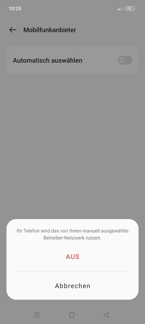Wählen Sie AUS