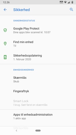 For at aktivere din skærmlås, vælg Skærmlås