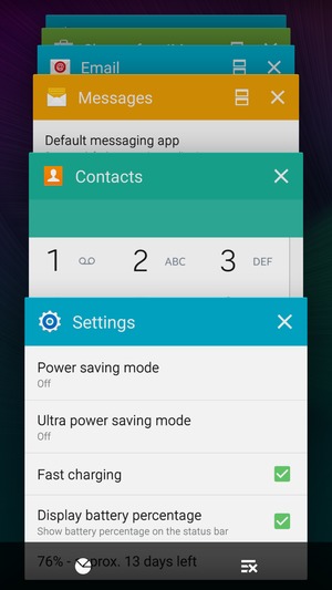 Select the Delete icon to close all running apps
