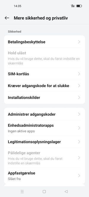 Scroll til og vælg SIM-kortlås