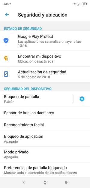 El teléfono ha sido asegurado con un bloqueo de pantalla