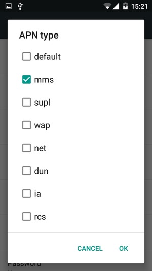 Check the mms checkbox and select OK