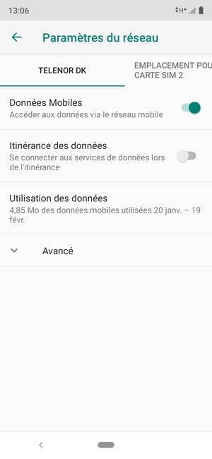 Pour changer de réseau en cas de problèmes de réseau, sélectionnez Avancé