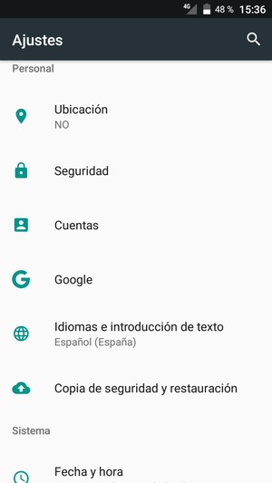 Desplácese y seleccione Seguridad