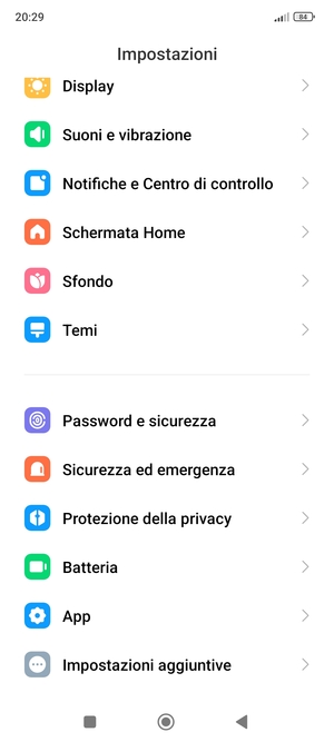 Scorri e seleziona Password e sicurezza
