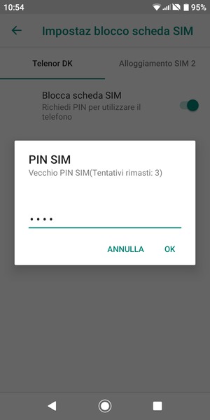 Inserisci Vecchio PIN SIM e seleziona OK