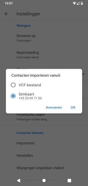 Selecteer Simkaart en OK