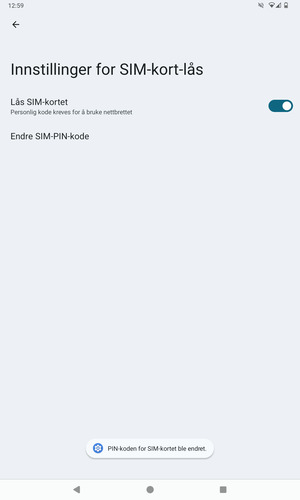 Din PIN-kode for SIM-kort er endret