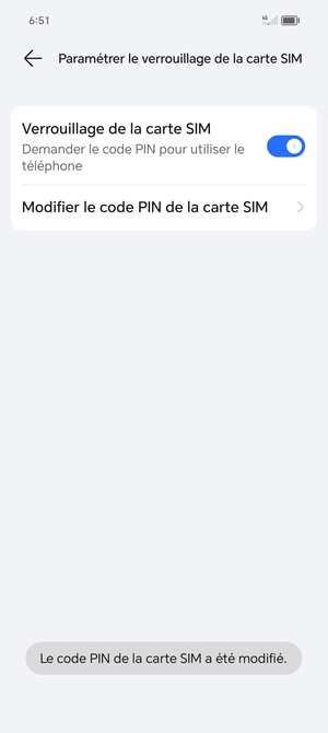 Votre code PIN de la carte SIM a été modifié