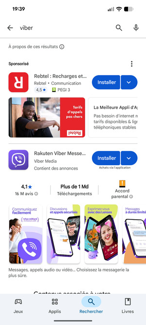 Sélectionnez l'appli